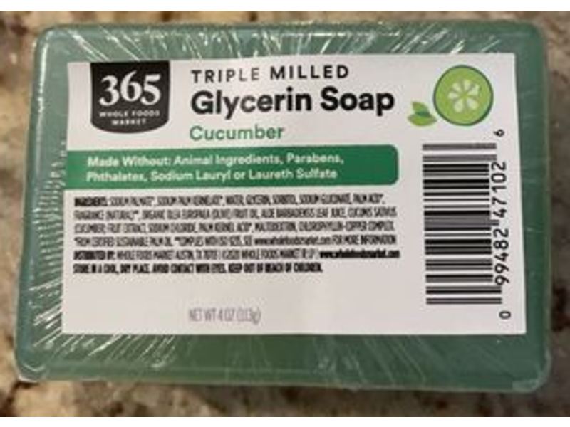 365 Whole Foods Market Triple Milled Glycerin Soap, Cucumber, 4 oz/113 g