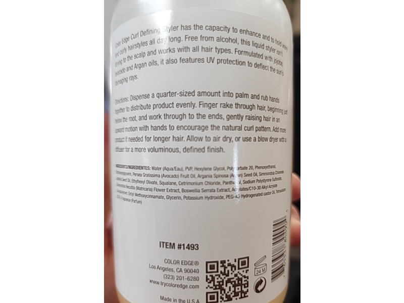 Color Edge Glazed Curl Defining Styler, Jojoba, Avocado & Argan Oils, 12 fl oz/355 mL