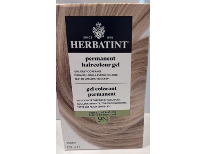 Herbatint Permanent Hair Color Gel, 9N Very Light Blonde, 5.75 fl oz/170 mL