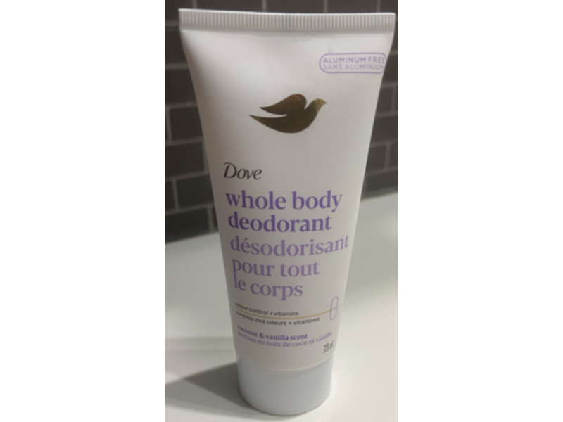 Dove Whole Body Deodorant Cream, Coconut & Vanilla Scent, 73 mL