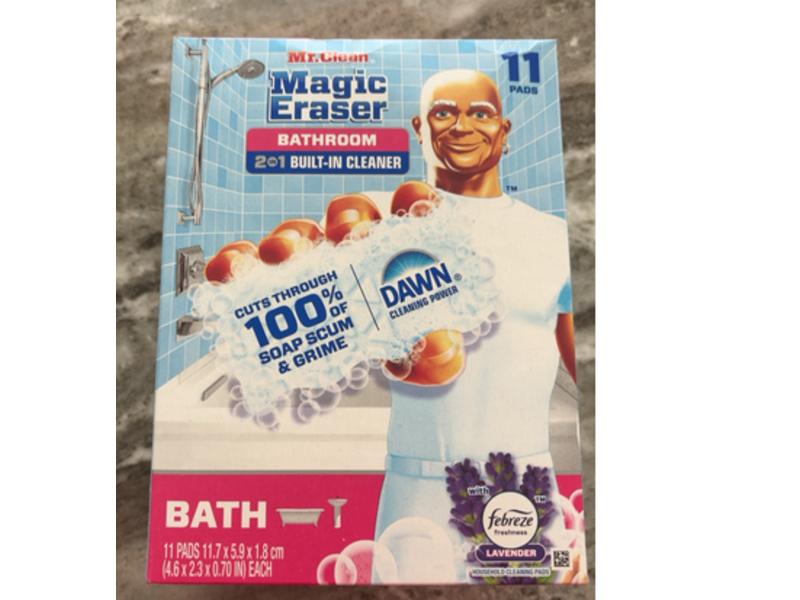 Mr. Clean Magic Eraser 2 In 1 Bathroom Built In Cleaner Pads, Lavender, 11 Count