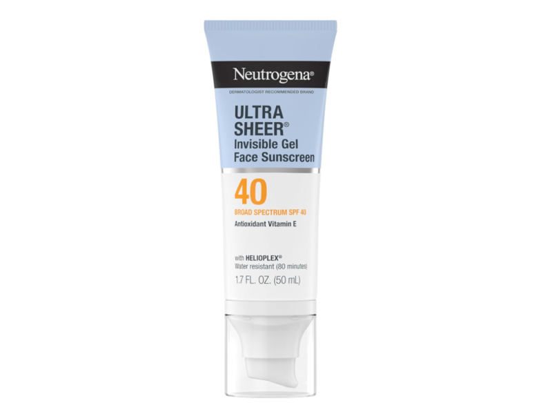 Neutrogena Ultra Sheer Invisible Gel Face Sunscreen, SPF 40, Vitamin E, 1.7 fl oz/50 mL