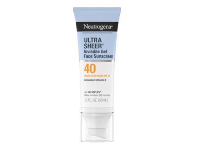 Neutrogena Ultra Sheer Invisible Gel Face Sunscreen, SPF 40, Vitamin E, 1.7 fl oz/50 mL