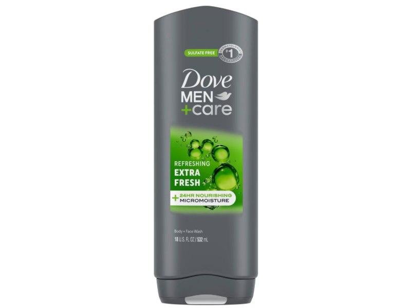 Dove Men+Care Refreshing Body + Face Wash, Extra Fresh, 18 fl oz/532 mL