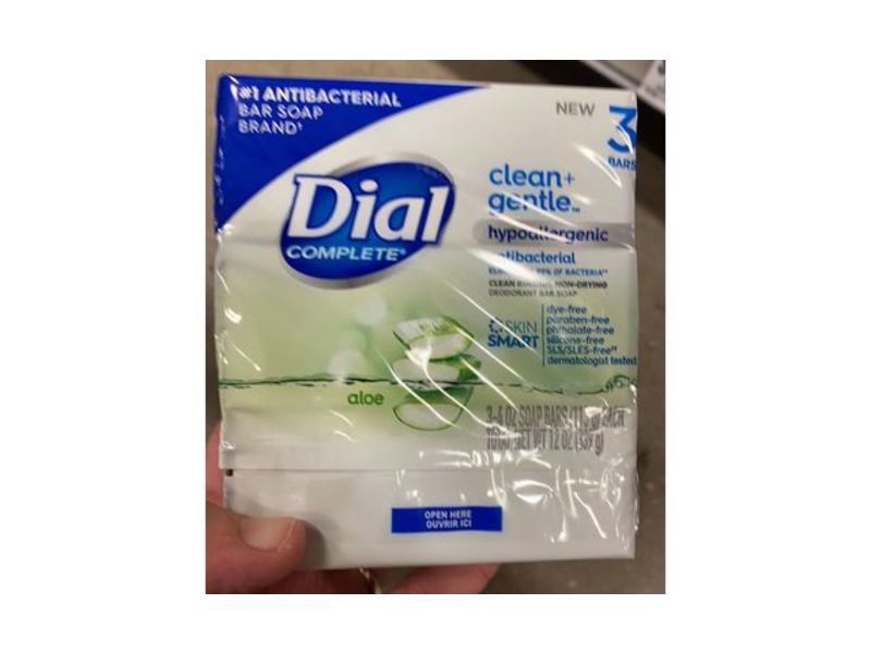 Dial Clean + Gentle Antibacterial Soap, Aloe, 4 oz, 3 Bars