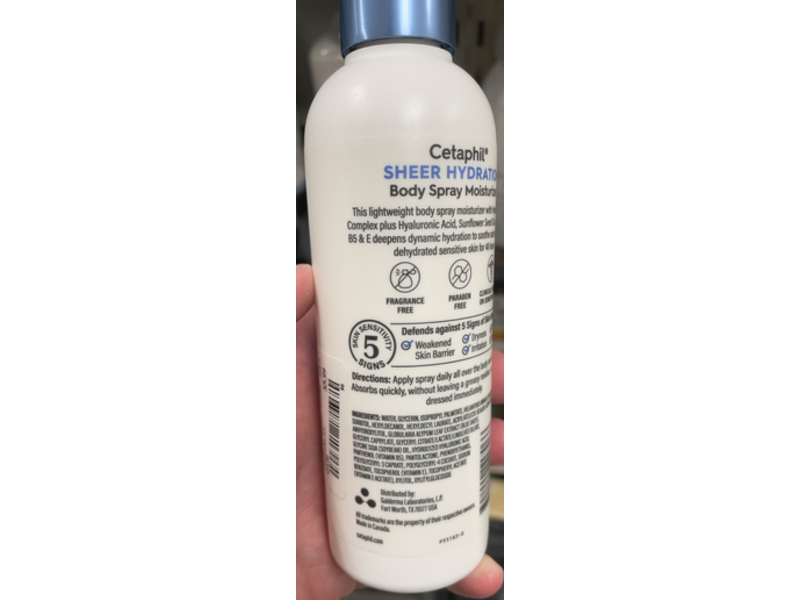 Cetaphil Body Spray Moisturizer, Fragrance Free, Sheer Hydration, 7 fl oz/207 mL