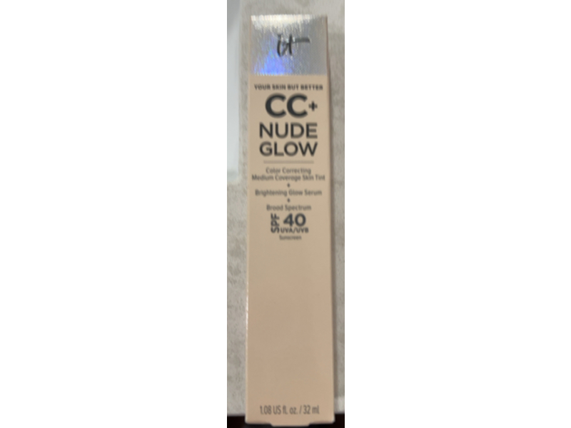 It Cosmetics CC+ Nude Glow Lightweight Foundation + Glow Serum, Rich Honey, SPF 40, 1.08 fl oz/32 mL