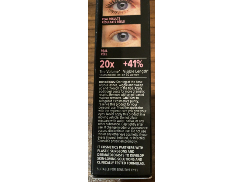 It Cosmetics Superhero Waterproof Volumizing Mascara, Black, 0.30 fl oz/9 mL