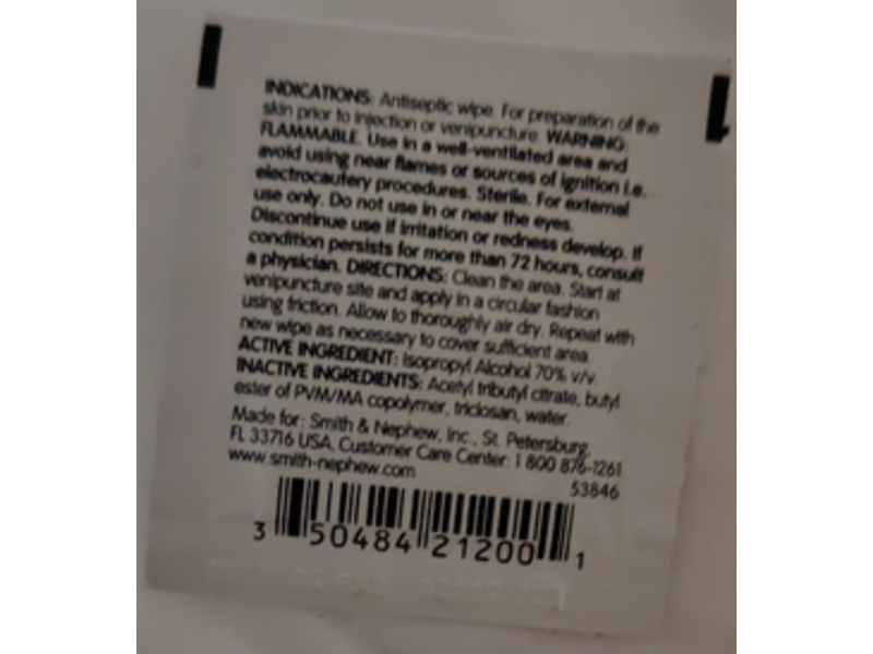 Smith & Nephew IV Prep Antiseptic Wipe, Isopropyl Alcohol, 50 Count
