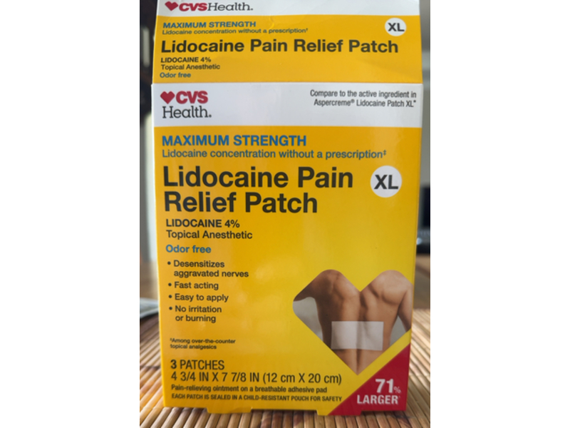 CVS Health Lidocaine Pain Relief Patch, Lidocaine 4%, 3 Count