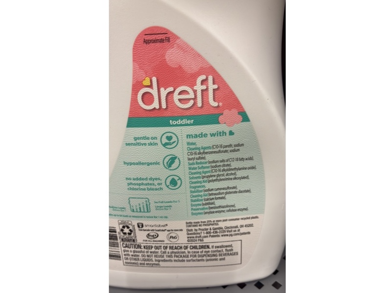 Dreft Toddler Liquid Laundry Detergent, 64 Loads, 84 fl oz/2.48 L