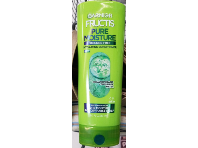Garnier Fructis Pure Moisture Hydrating Conditioner, Hyaluronic Acid + Cucumber Water, 11.3 fl oz/334 mL