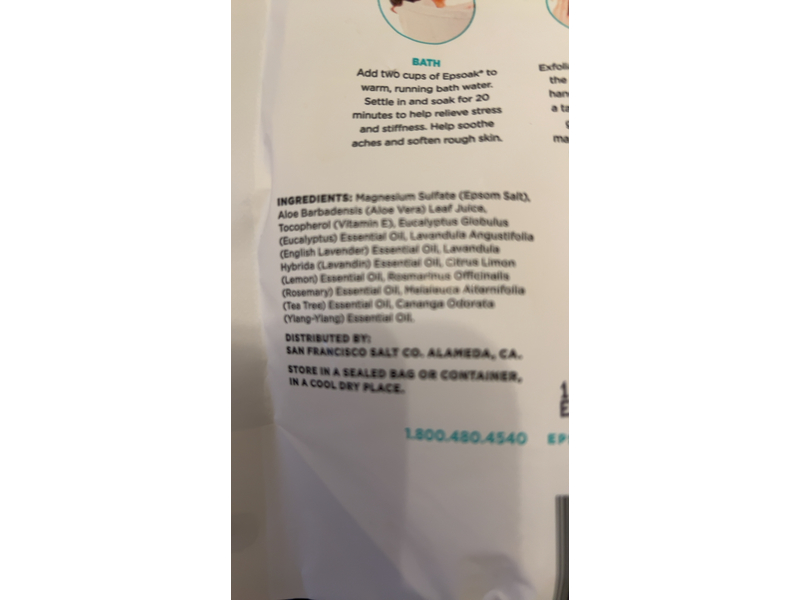 Epsoak Detox + Cleanse Epsom Salts, Eucalyptus Essential Oil, 48 oz