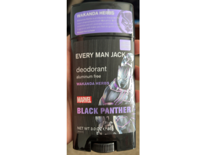 Every Man Jack Marvel Black Panther Deodorant, Wakanda Herbs, 3.0 oz/85 g, Pack Of 2