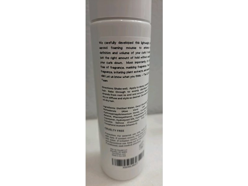 Cloudd Curl Defining Styling Mousse, Fragrance Free, 7 fl oz/210 mL