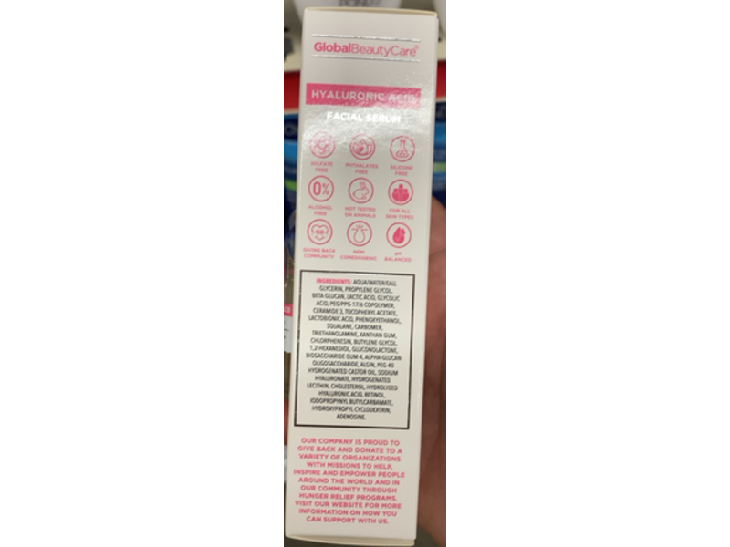 Global Beauty Care Hyaluronic Acid Facial Serum, 1 fl oz/30 mL