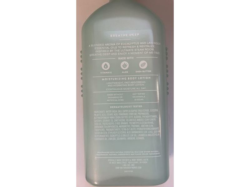 Bath & Body Works Aroma Breathe Deep Moisturizing Body Lotion, Eucalyptus & Lavender, 6.5 fl oz/192 mL