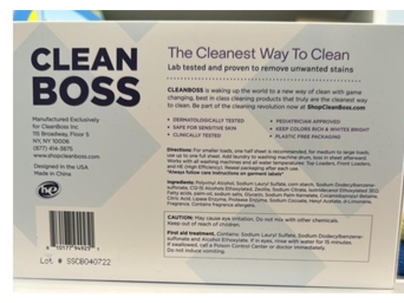 CleanBoss Laundry Detergent Smart Sheets, Soft Lavender, 60 Loads, 30 Sheet