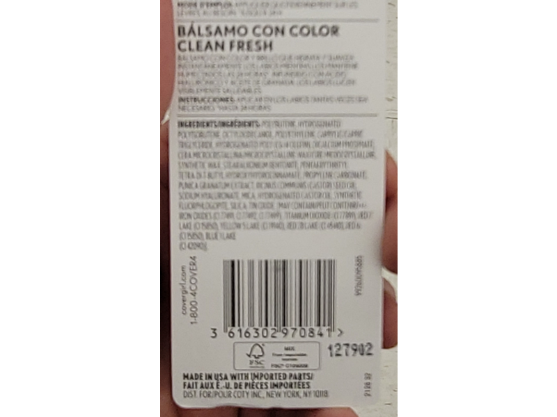 Covergirl Clean Fresh Tinted Lip Balm, 600 Bliss You Berry, 0.14 oz/4.1 g