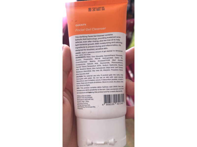 Quickfx Pimple Eraser Facial Gel Cleanser, 2.5 fl oz/75 mL