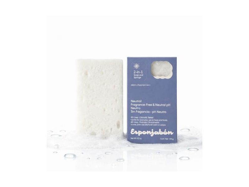 Esponjabon Neutral 2-In-1 Soap And Sponge, Fragrance Free, 4.2 oz/120 g