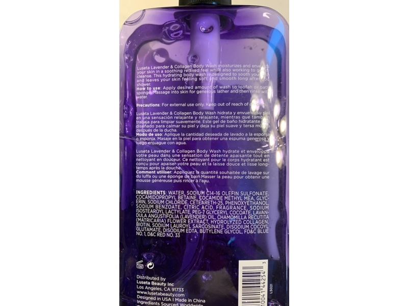 L Luseta Lavender & Collagen Body Wash, 33.8 fl oz/1 L