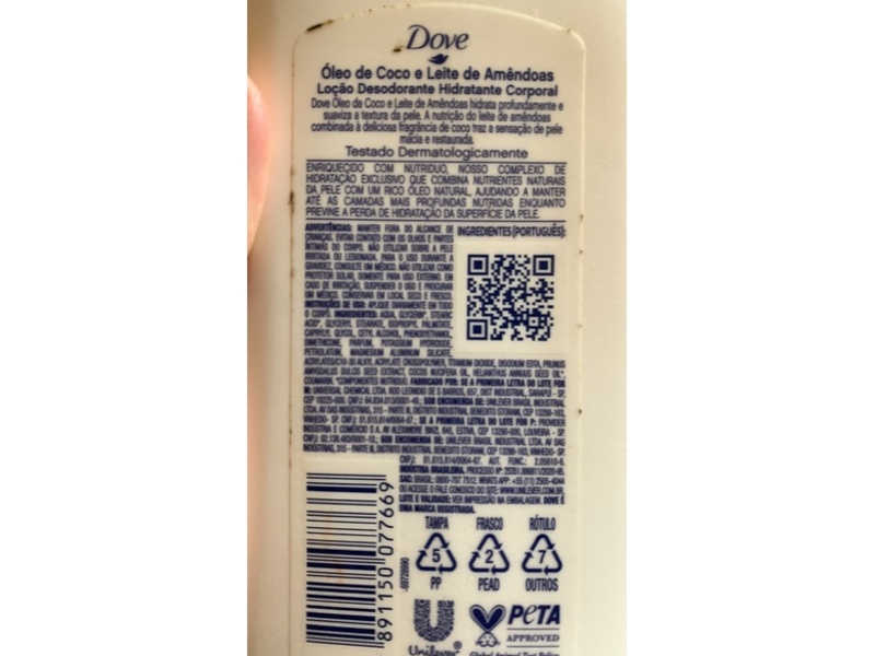 Dove Moisturizing Deodorant Body Lotion, Coconut Oil & Almond Milk, 400 mL