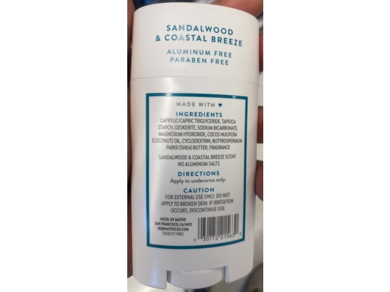Native Deodorant, Sandalwood & Coastal Breeze, 2.65 oz/75 g