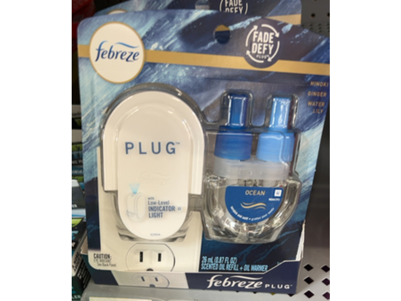 Febreze Plug Odor-eliminating Air Freshener Kit, Ocean, 0.87 fl oz/26 mL