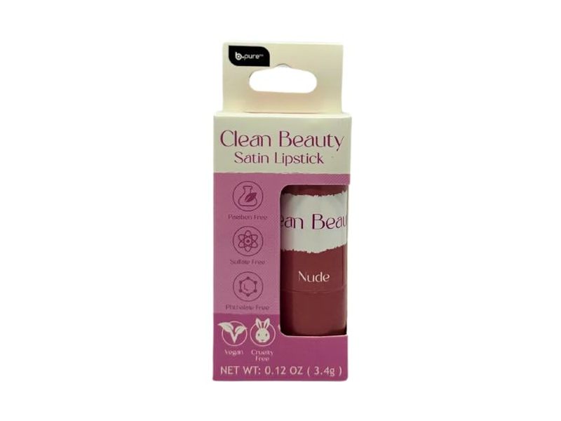 b.pure Clean Beauty Satin Lipstick, Nude, 0.12 oz/3.4 g