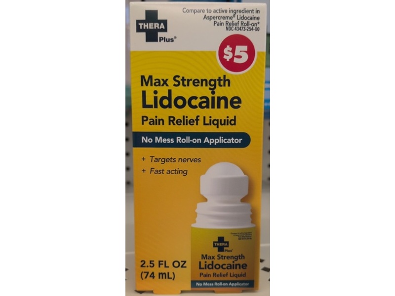 Thera Plus Max Strength Lidocaine Pain Relief Liquid, 2.5 fl oz/74 mL
