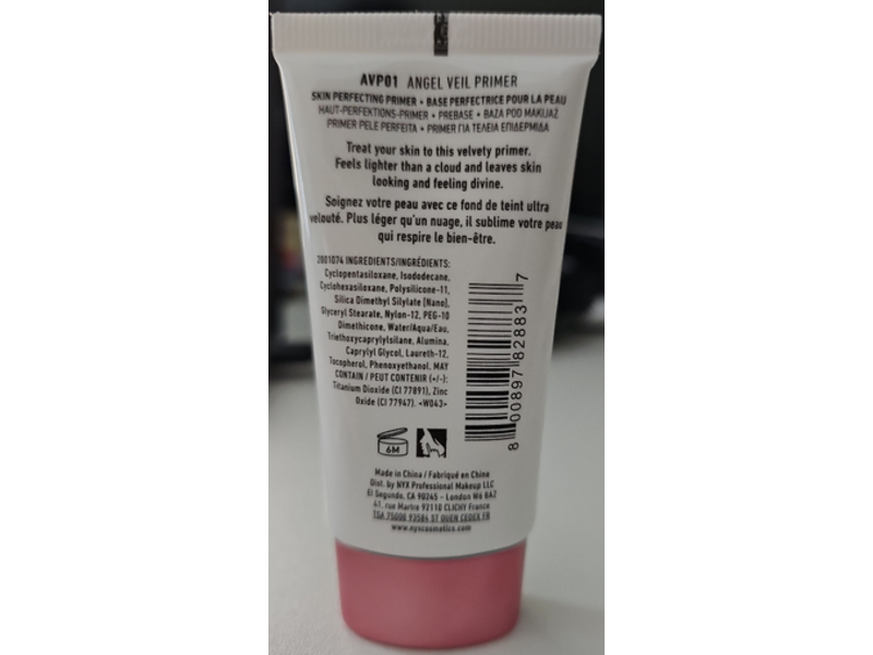 NYX Professional Makeup Angel Veil Skin Perfecting Primer, 1.02 oz/30 mL