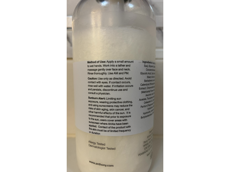 Anthony Glycolic Facial Cleanser, 16 fl oz/473 mL