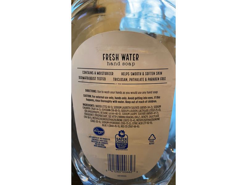 Kroger Hand Soap, Fresh Water, 50 fl oz/1.47 L