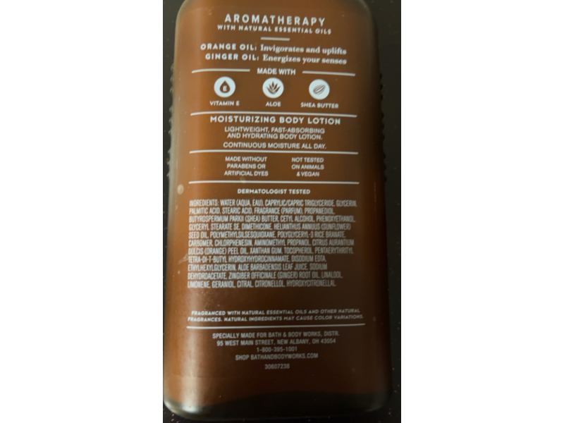 Bath & Body Works Aromatherapy Moisturizing Body Oil, Orange + Ginger, Shea Butter + Vitamin E, 6. fl oz/192 mL