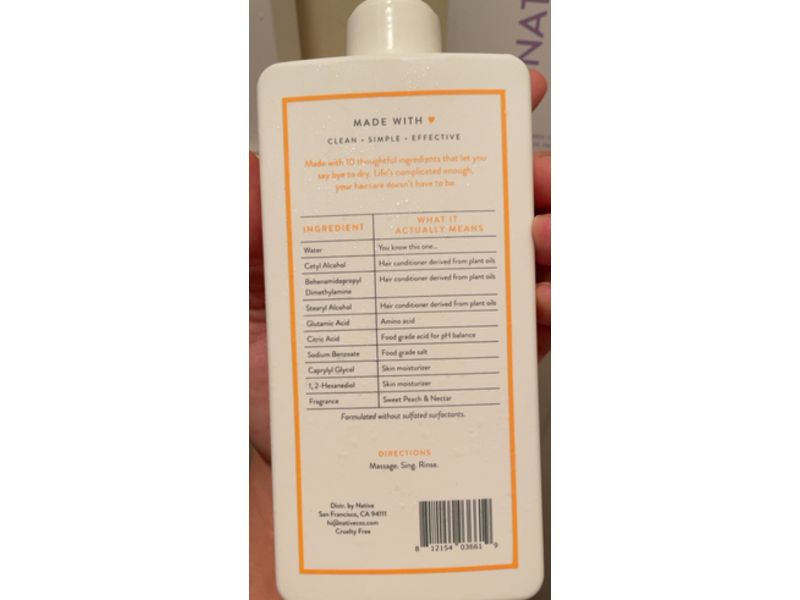 Native Hair Moisturizing Conditioner, Sweet Peach & Nectar, 16.5 fl oz/487 mL, Pack Of 2