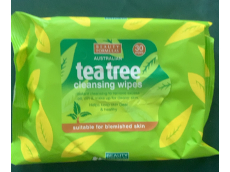 Beauty Formulas Cleansing Wipes, Tea Tree, 30 Count