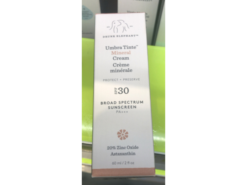 Drunk Elephant Mineral Sunscreen Cream, Umbra Tinte, SPF 30 PA+++, 2 fl oz/60 mL