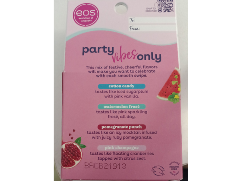 Eos Party Vibes Smooth Lip Balm Variety Pack, 0.14 oz/4 g, Pack Of 4