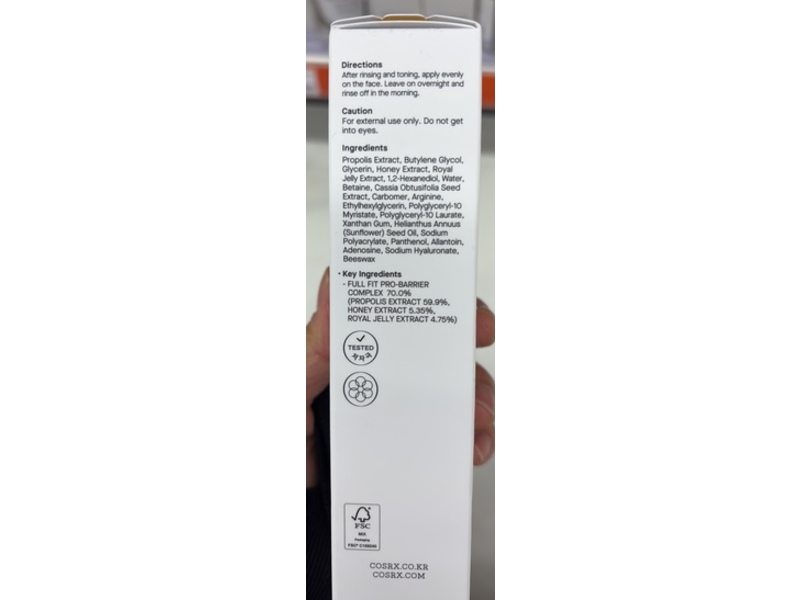 COSRX Full Fit Overnight Mask, Propolis & Honey, 2.03 fl oz/60 mL