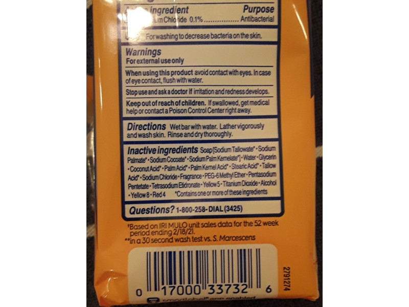 Dial Antibacterial Bar Soap, Gold, 4 Count