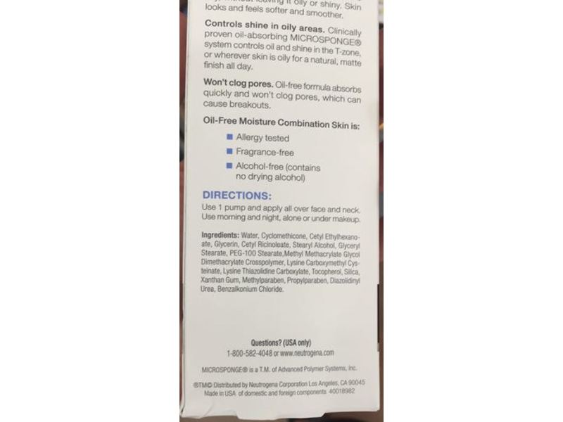 Neutrogena Oil-Free Moisture, Combination Skin, 4 fl oz/118 mL