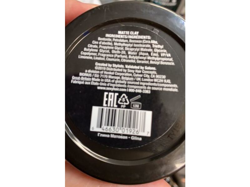 Sexy Hair Matte Clay Matte Texturing Clay, 2.5 oz/70 g