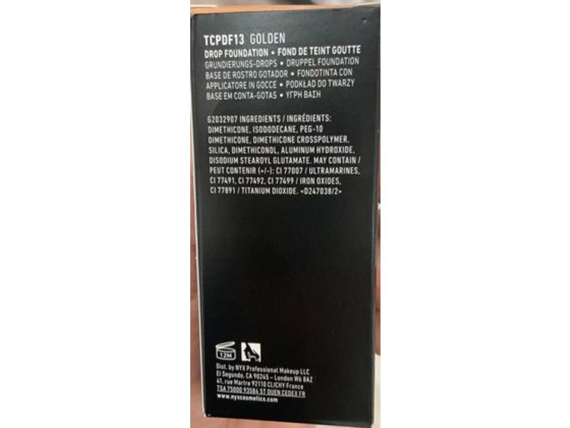 NYX Professional Makeup Total Control Pro Drop Foundation, Golden, 0.43 fl oz/13 mL