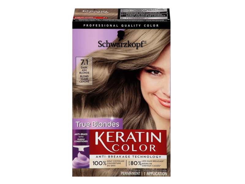 Schwarzkopf Keratin Color Permanent Hair Color, 7.1 Dark Ash Blonde