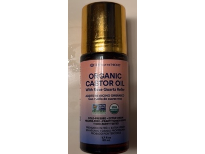 Queen Of The Thrones Organic Castor Oil, Rose Quartz Roller, 1.7 fl oz/50 mL