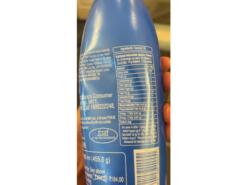 Parachute 100% Pure Coconut Oil, 500 mL