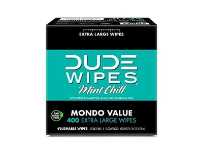 Dude Wipes Flushable Wipes, Mint Chill, 400 Count, Pack Of 8