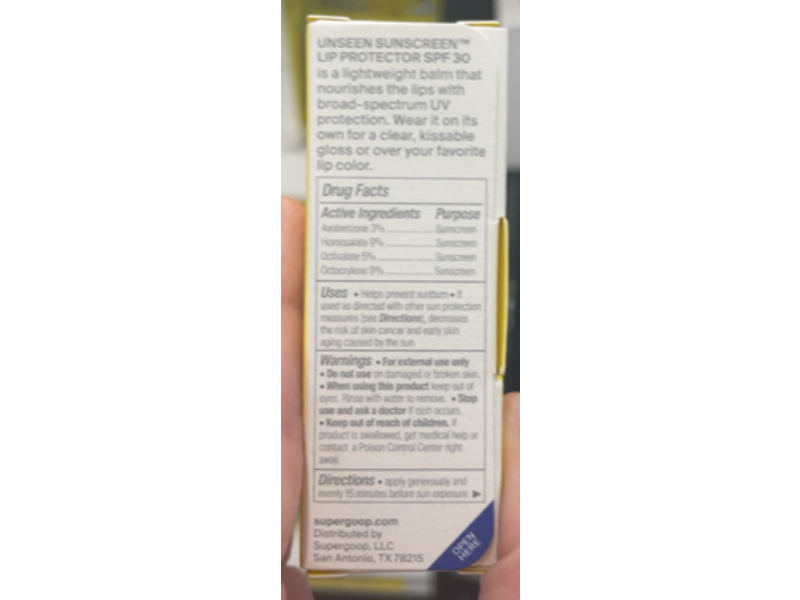 Supergoop Unseen Sunscreen Lip Protector, SPF 30, PA+++, 0.12 oz/3.5 g