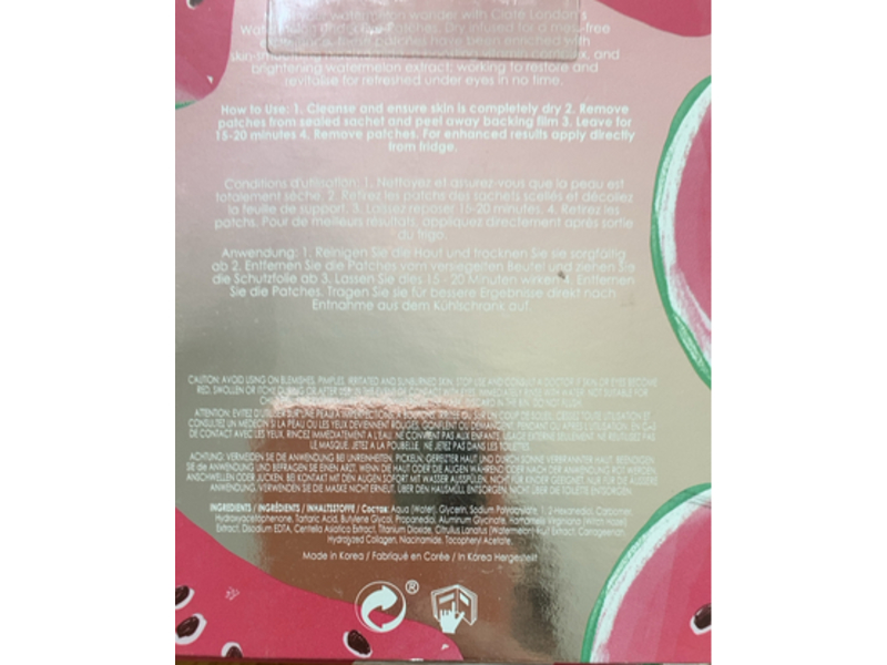 Ciate London Hydrating Eye Patches, Watermelon Burst, 0.66 oz/18 g, 6 Count